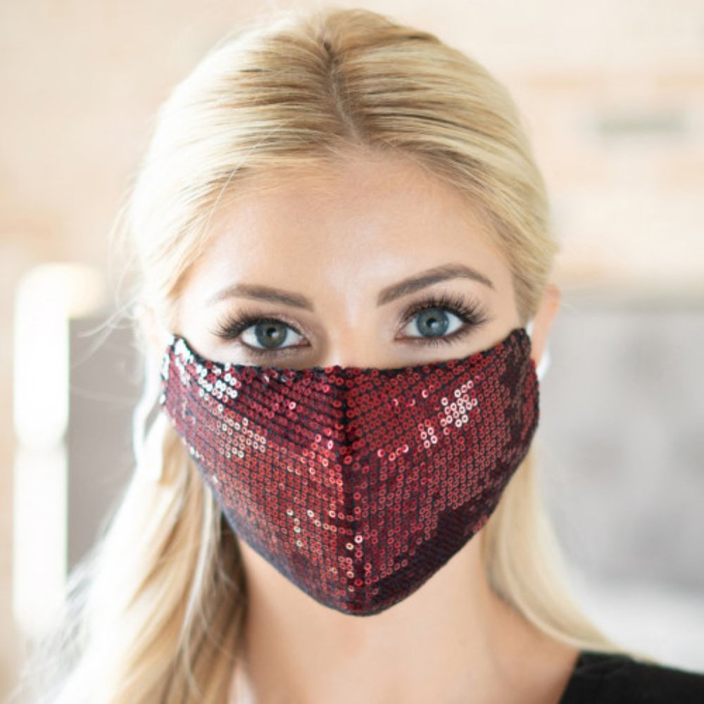 Glamour Sequin Face Mask (Red)